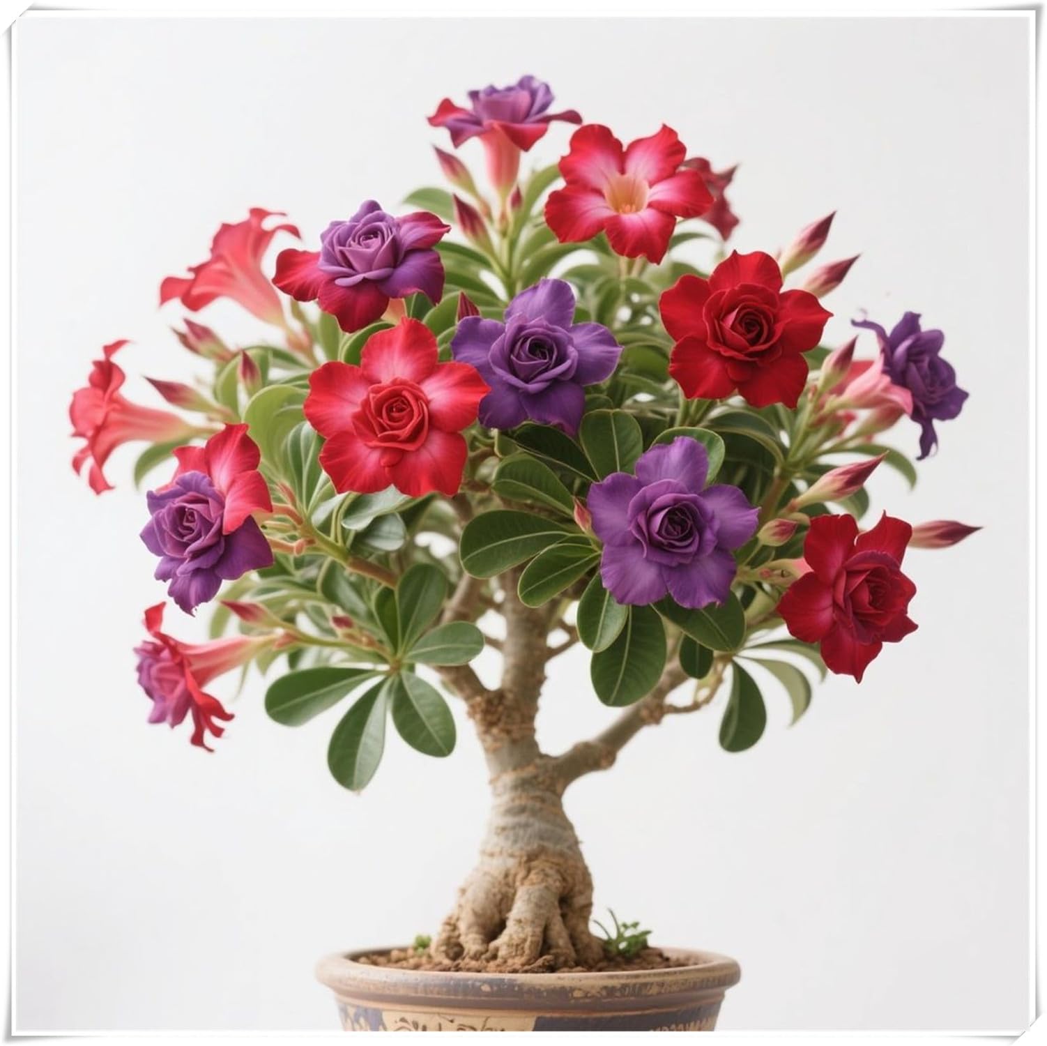 Rosa del Deserto Rara-Naturale, Sottile, Rizoma di rosa del deserto -Compatta, Robusta, Elegante-4 Bulbi-C