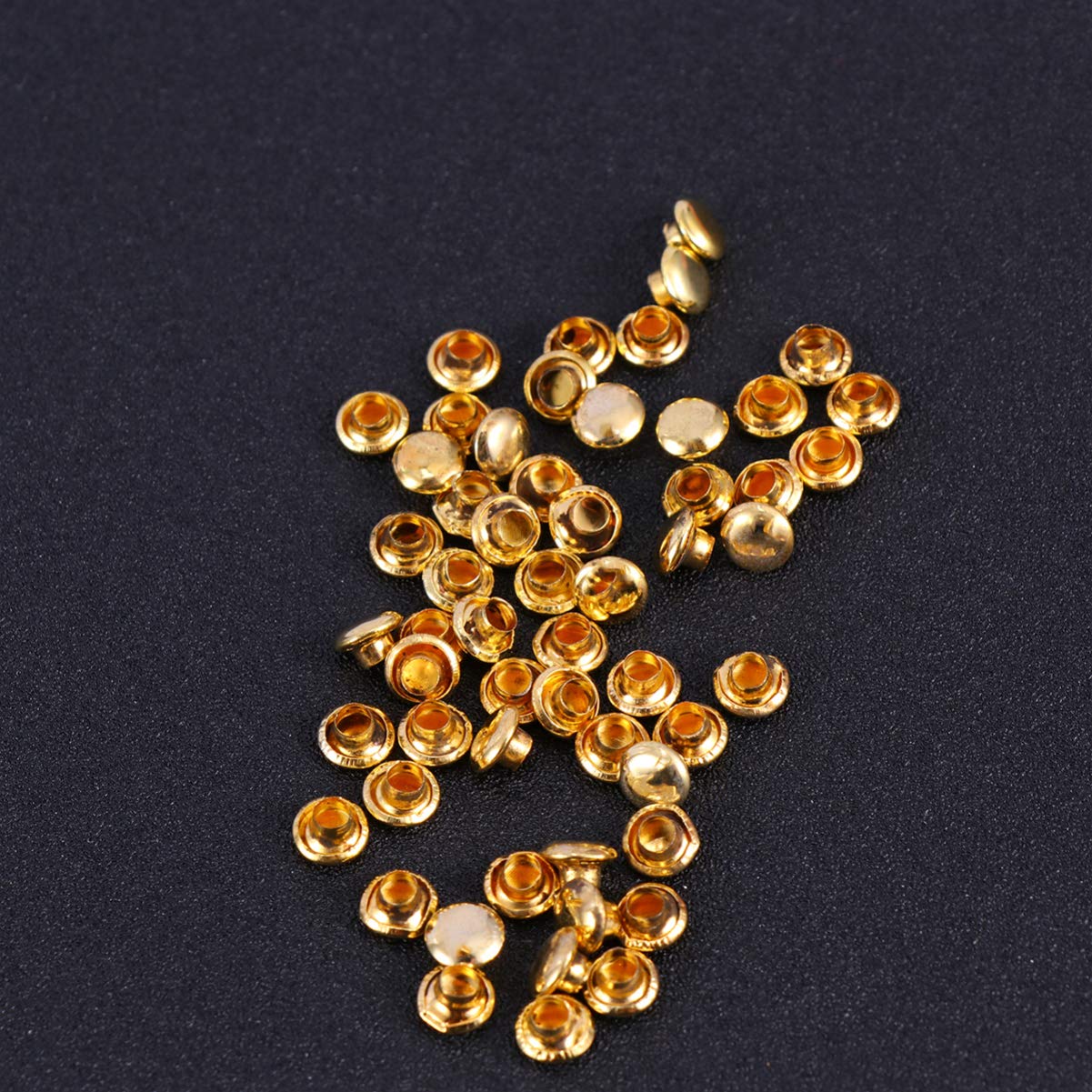 Milisten 100 Borchie A Strass Con Punta Diamante | Rivetti Per Decorazione Pelle, Borse, Cinture, Gioielli Fai Da Te | Bianco Con Bordo Oro - 2