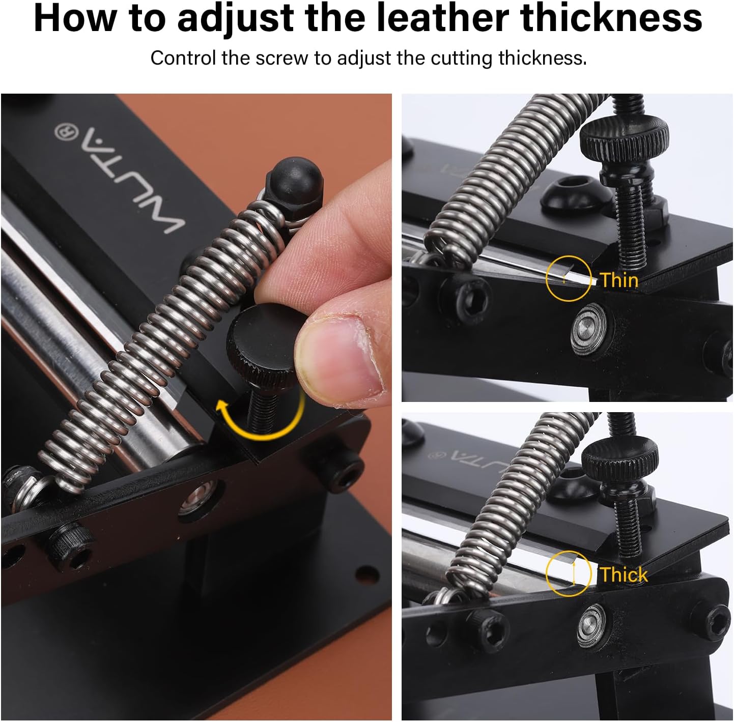 WUTA Black Leather Skiver,Large Manual Leather Skiving Machine with D-Clip,Strap Cutting Thinning Tools,Leather Working Tools for DIY Leathercraft