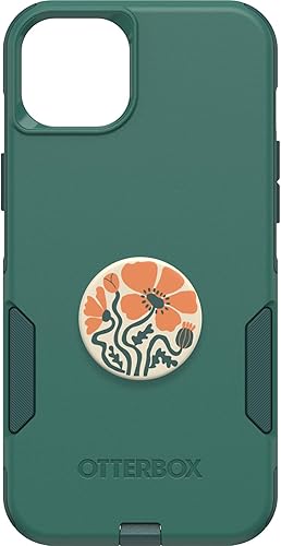 Paquete funda OtterBox para iPhone 15 Plus y iPhone 14 Plus serie Commuter (obtén tus verdes) + PopSockets PopGrip (Otoño Fleur), delgada y