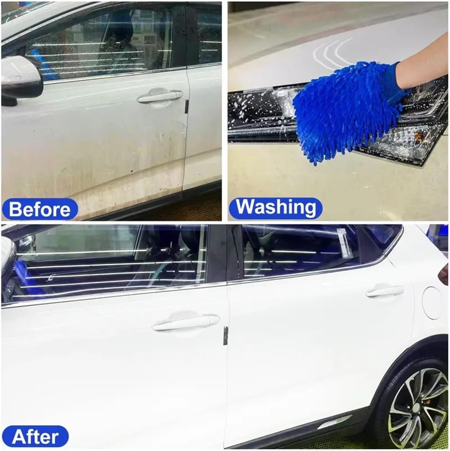 Chenille Plush Car Wash Gloves - Double-Sided Microfiber Cleaning Mitts for Cars, Trucks, and (1/2PCS)(2pcs)