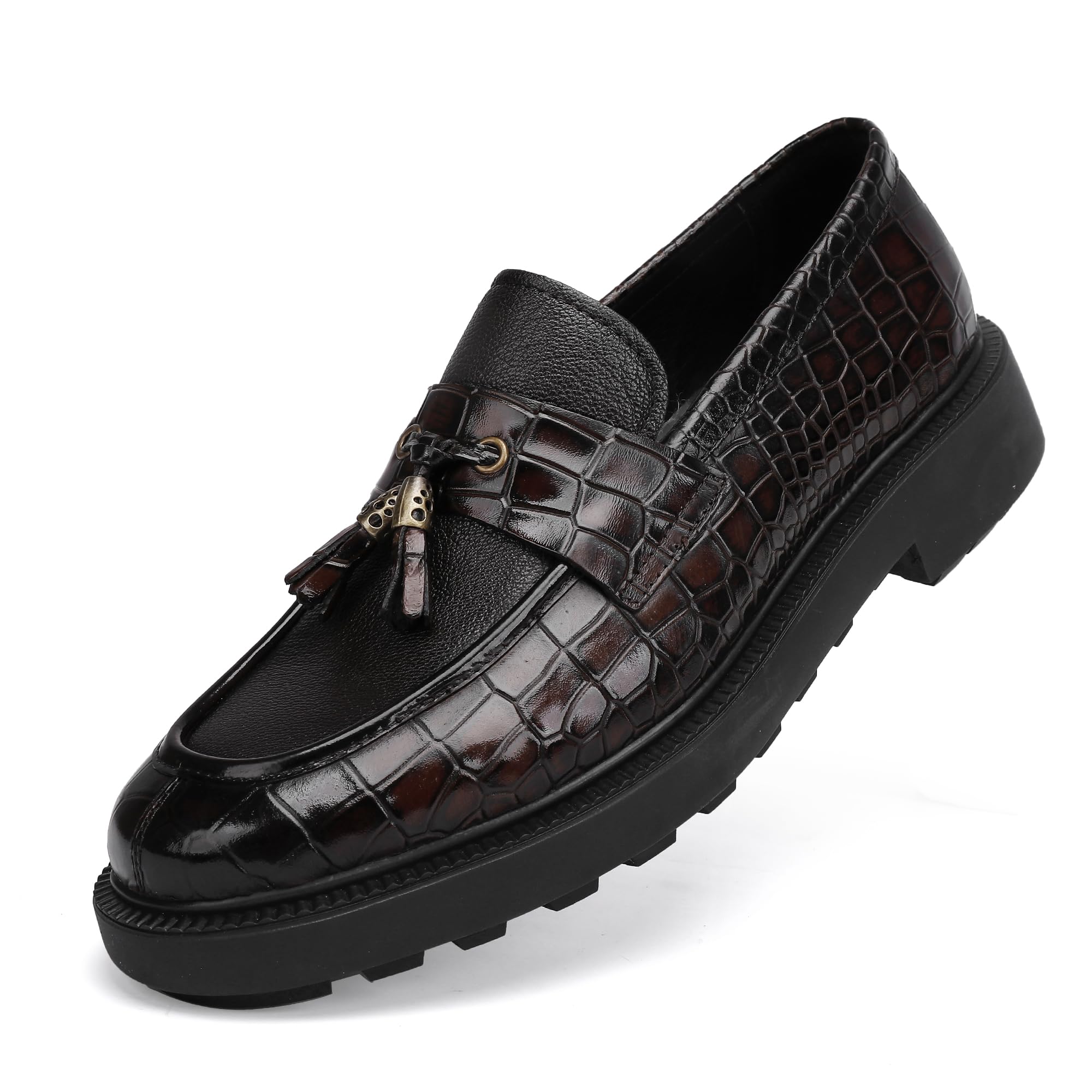 Mocasines con borlas de cuero café para hombre en talla 43 7