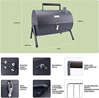Vista 5 de AGG Portable Charcoal Grill with Lid - 2-in-1 Tabletop BBQ & Griddle Combo - Compact Mini Barrel Grill for Camping, Balcony & Tailgating - Includes