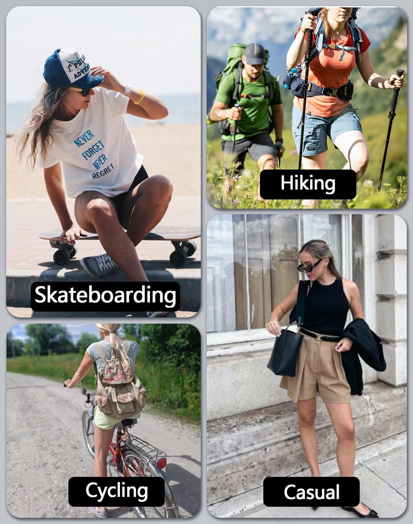 KOCTHOMY Damen-Cargo-Shorts, 17,8 cm, Bermuda-Shorts, Freizeit-Shorts, Sommer-Shorts, Camouflage-Shorts mit Reißverschlusstaschen, ohne Gürtel