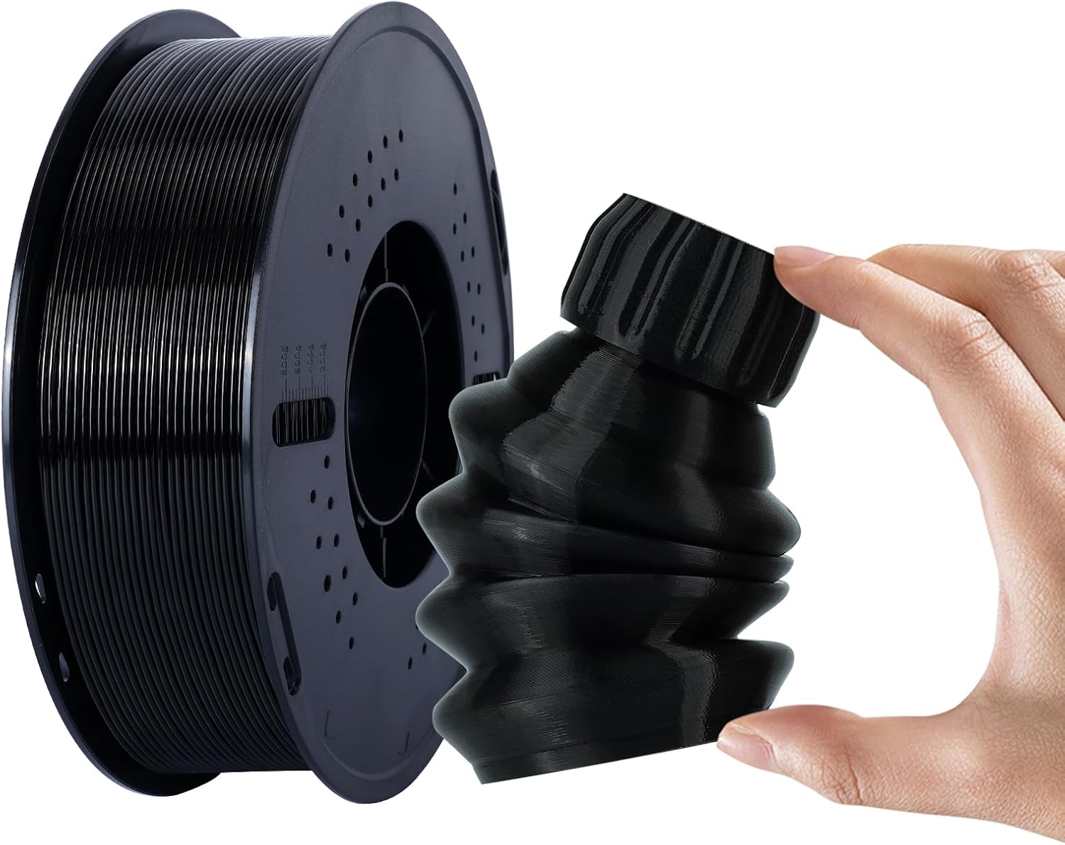 Kingroon Black TPU Filament 1.75mm, 95A Flexible TPU 3D Printer Filament, Clog-Free Filament 1kg Spool (2.2lbs), +/- 0.03mm Accuracy, Black