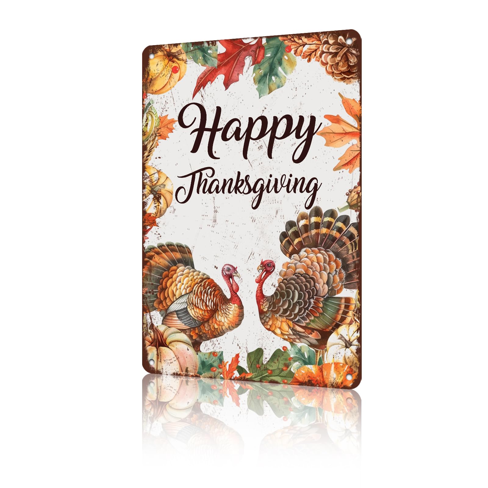 Anceky Metal Sign Retro Thanksgiving Turkey Tin Sign Funny Wall Decor for Garage Farmhouse Living Room Yard Fence Window 12×8 Inch