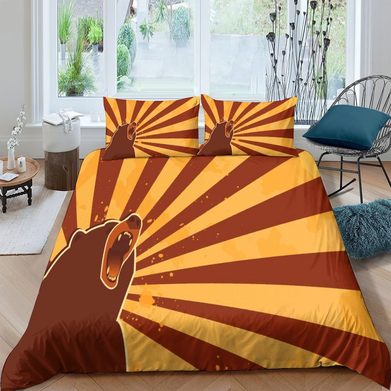 Housse de couette ours fermeture éclair parure de lit anti-glisse 3D