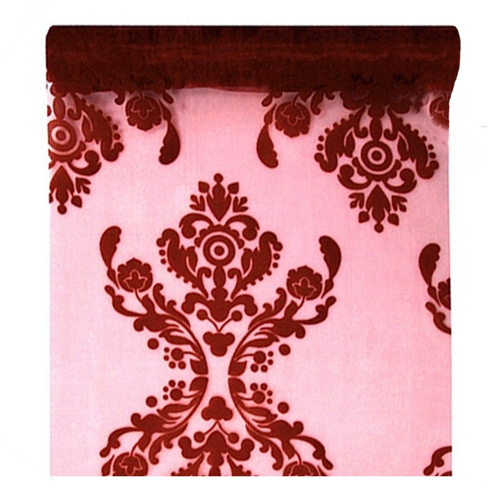 P&D ORD2-082 Organza Roll with Embroidery, Bordeaux