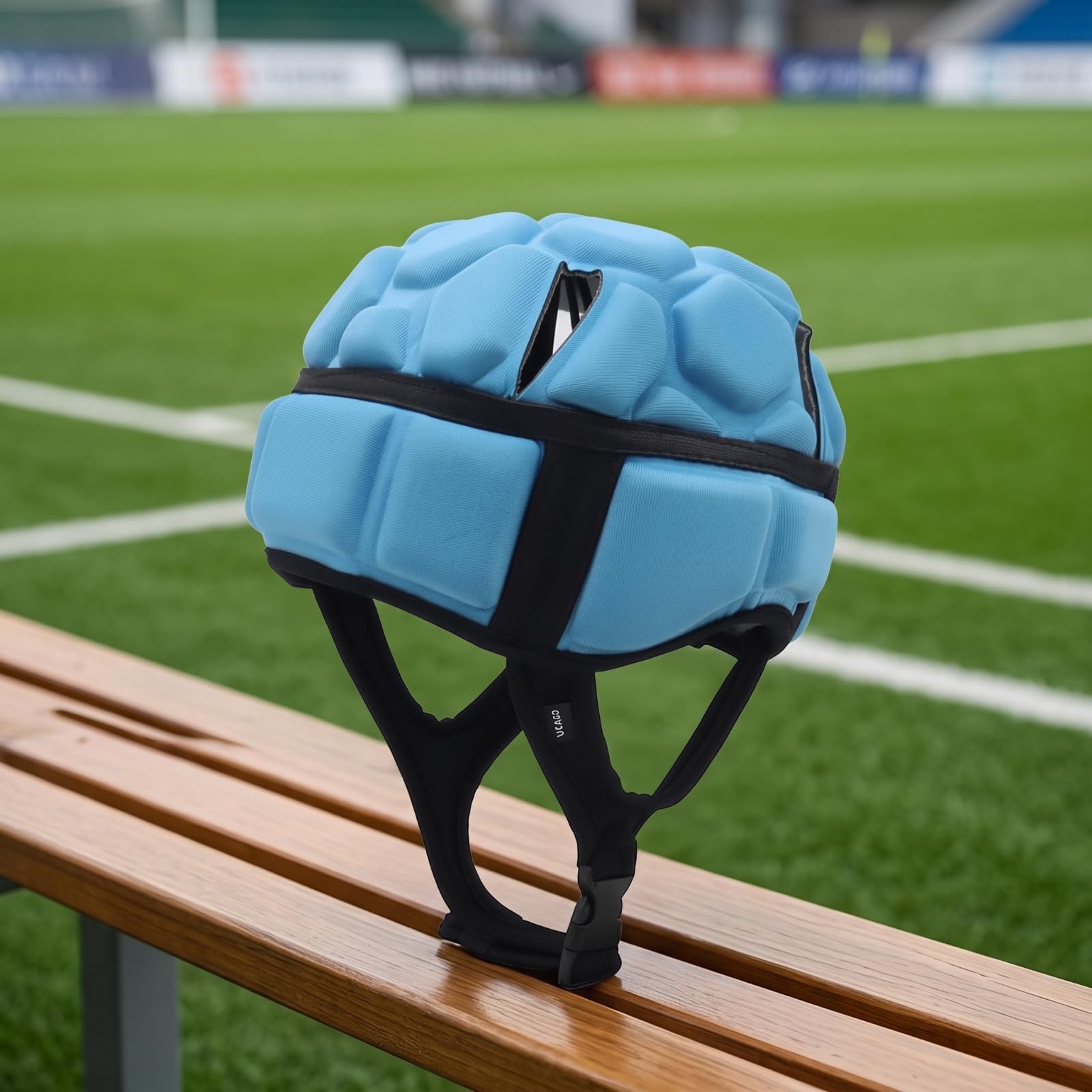 Ronyme Sport Kopfschutz Kopfhaube Schutz Eva Schaum Polsterung Aufprallresistent Luftdurchlässige Kanäle Trockener Anpassbare Passform Kinnband, Schwarz, L57-62cm