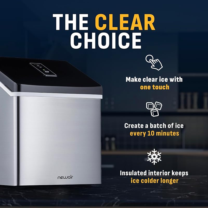 Newair Silver Countertop Ice Maker Machine, Compact Automatic Ice Maker, Cubes Ready in Under 15 Minutes, Portable Ice Cube Maker, Perfect for Home/Kitchen/Office/Bar image 4