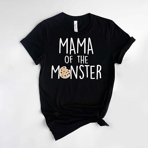 Miniatura 7 de Personalized Mama or Dad of the Monster Cookie Themed Parents 1st Birthday Party Family Tshirt. (M, Autumn)