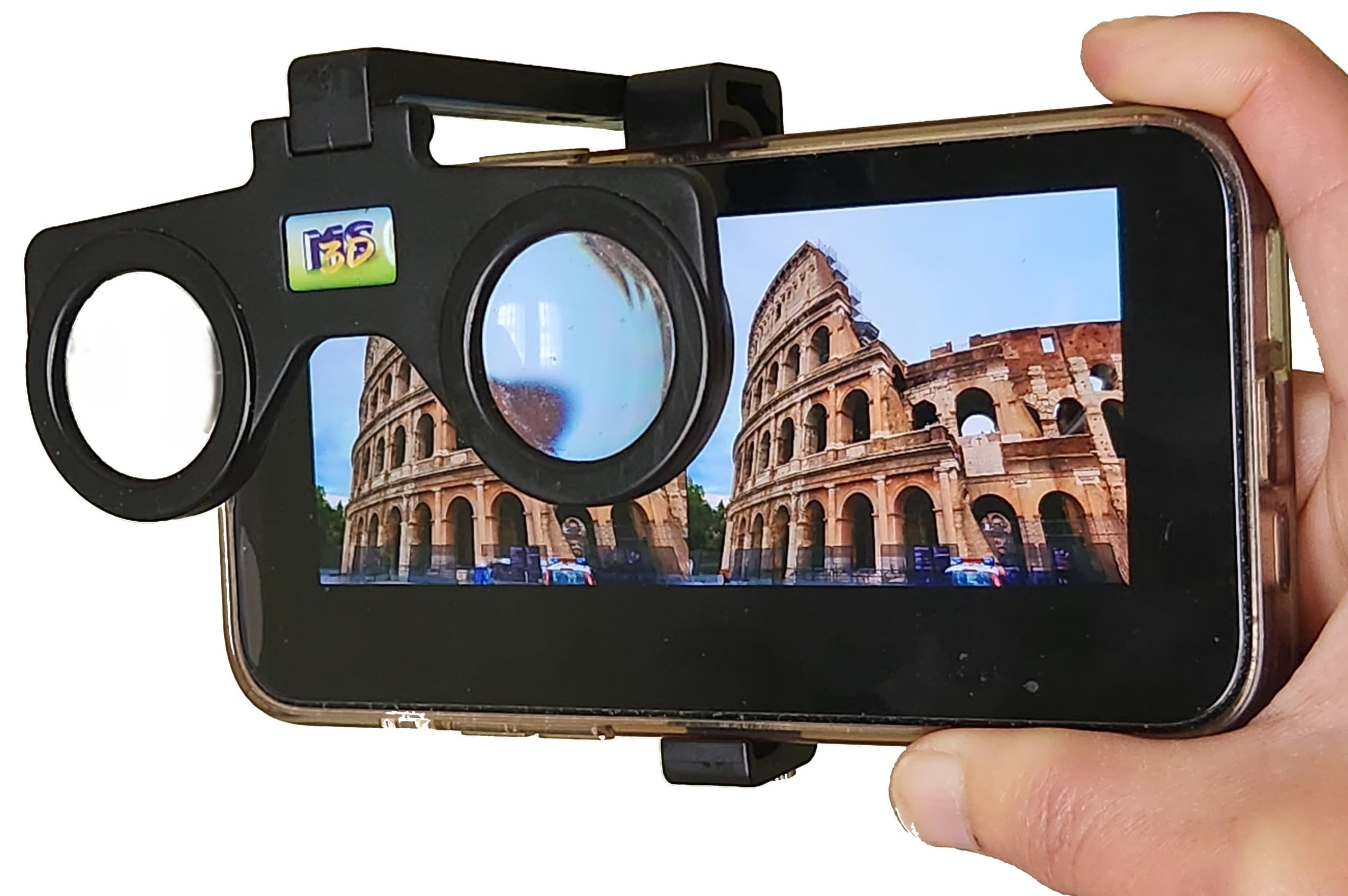 MS3D Cellphone VR Glasses, Fold Flat with Phone, 3D SBS Viewer and Camera with Free App, Screen touchable During Viewing; iPhone, Android enjoy VR Headset & YouTube VR 3D SBS Videos, Screen up to 6.9"