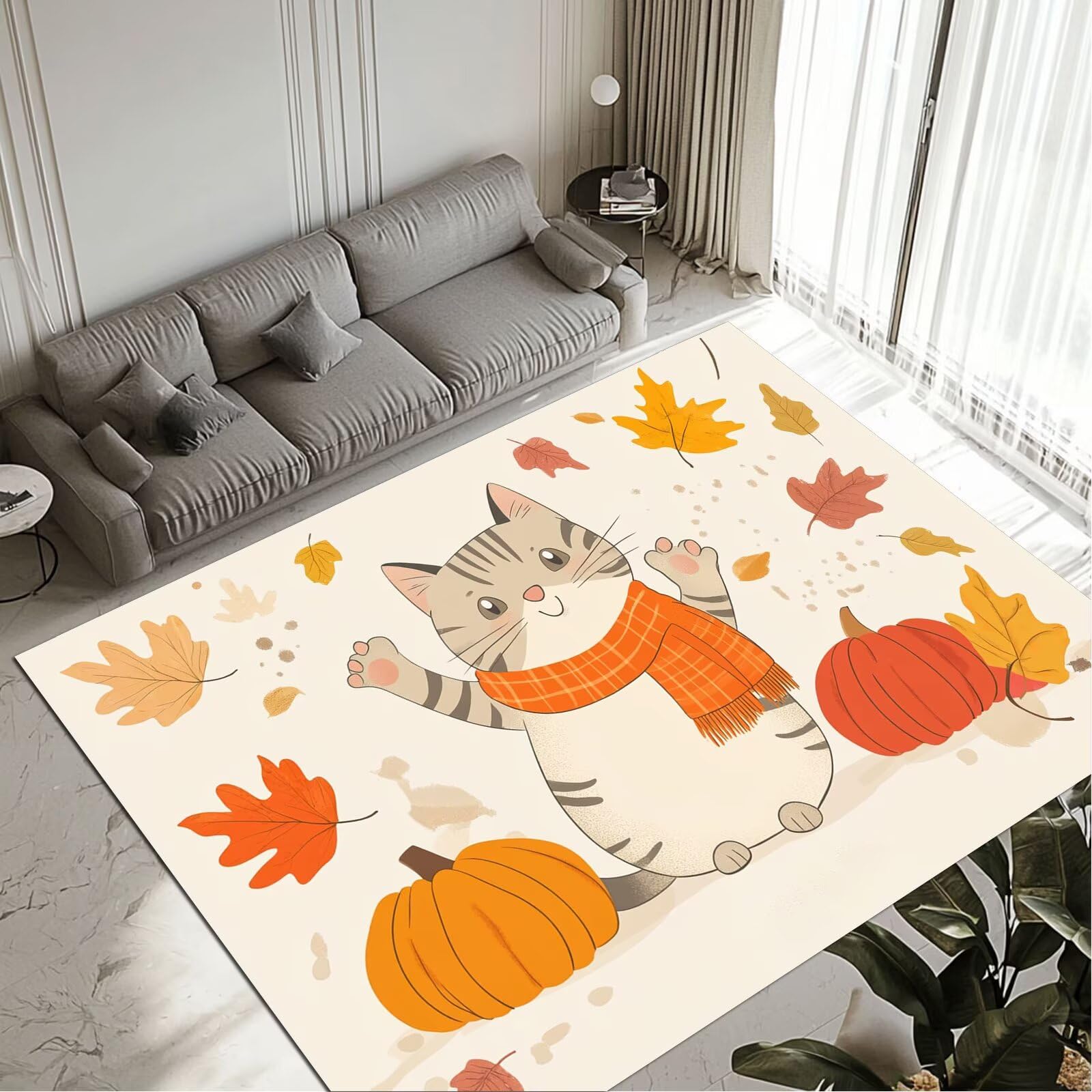 Tapis Pumpkins 60x90cm lavable et antidérapant pour entrée et chambre