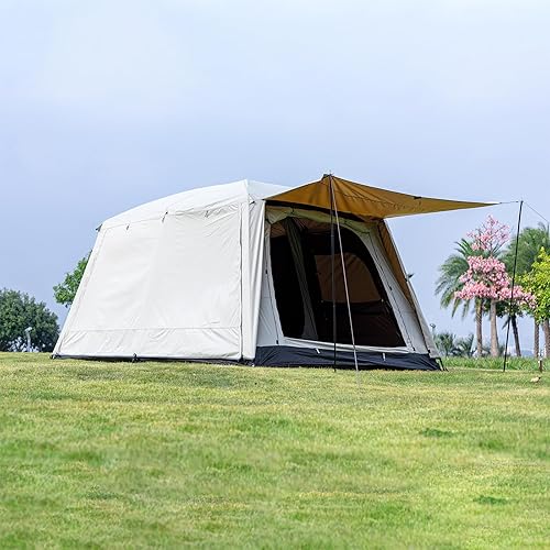 Miniatura 3 de Tienda de campaña familiar para 4 a 6 personas, diseño de sala de estar con techo de malla, tela Oxford impermeable 150D, lluvia completa, fácil