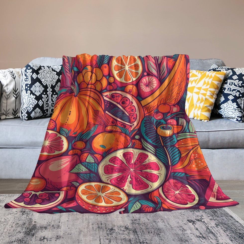 Couverture en micro polaire douce en forme de fruits 152x152 cm pour lit et canapé