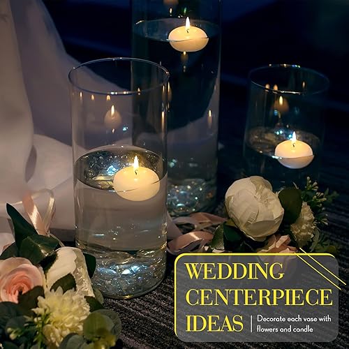 Miniatura 6 de Amyhill Paquete de 48 velas flotantes sin perfume para centros de mesa de 2 pulgadas, pequeñas velas flotantes blancas para vacaciones, bodas,