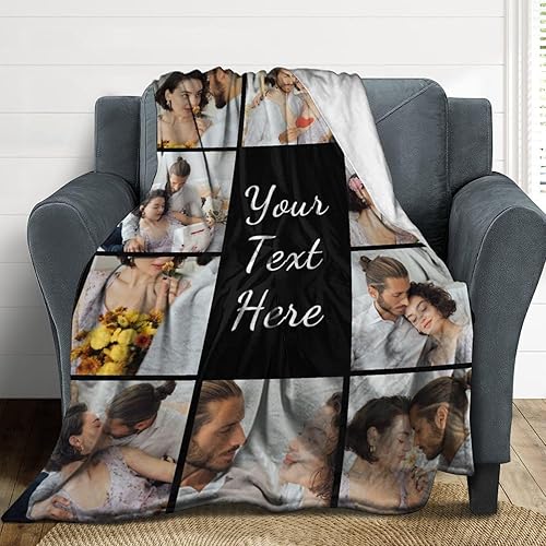 Miniatura 4 de D-Story Manta personalizada con fotos con cualquier texto - Mantas con imágenes personalizadas para Navidad, cumpleaños, regalos para parejas,