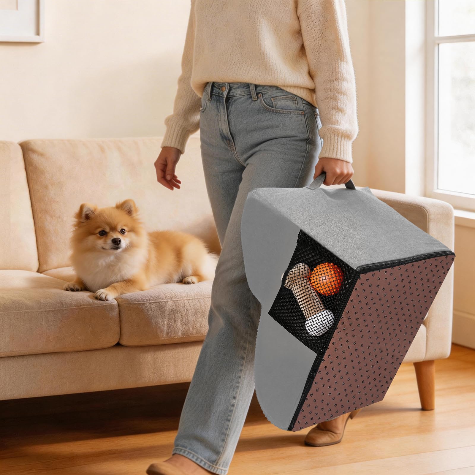 Escalier pour Chien à 2 Marches, Escalier en Mousse pour Chien Haute Densité avec Housse en Tissu Amovible et Lavable, Antidérapante Rampe Animaux pour Chiots et Animaux Agés, Gris