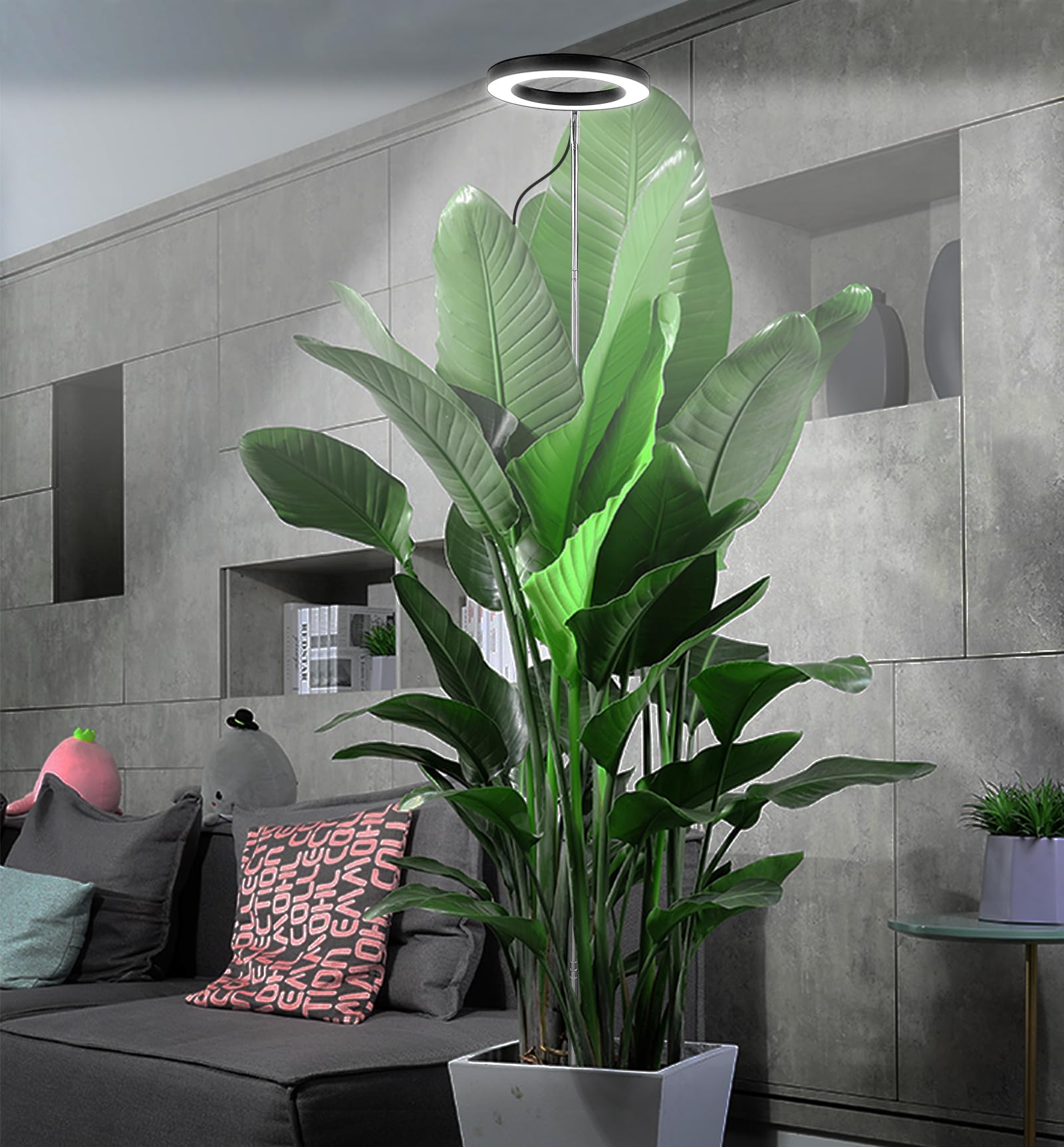 Lámpara LED de espectro completo para plantas de interior 155cm altura regulable, luz para plantas con 72 LED, 3 niveles de brillo regulable, temporizador de 3/9/12 horas para plantas de (Negro)