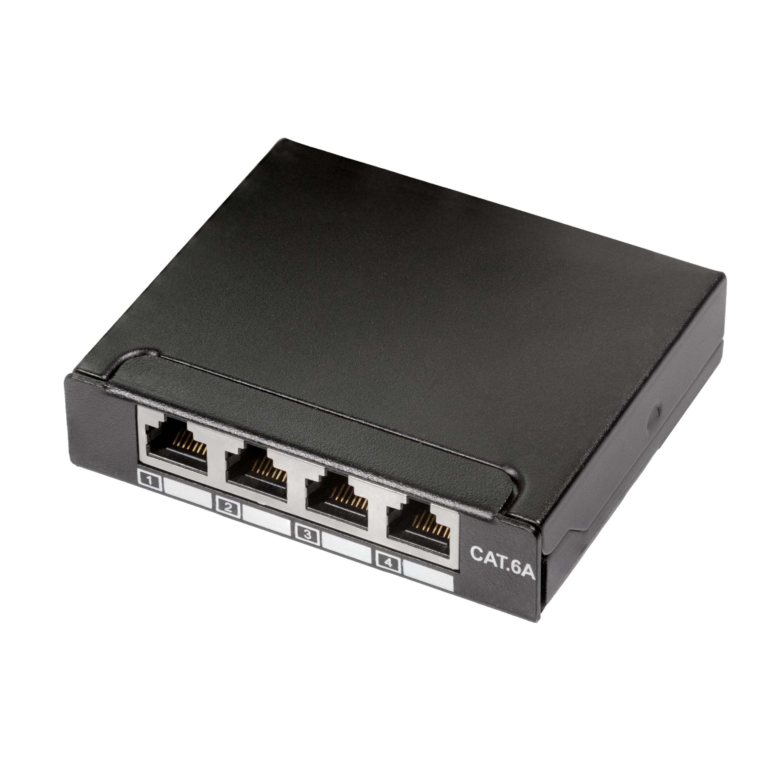 BIGtec - Panel de conexiones (cat. 6a, 4 puertos, mini, LSA, distribuidor, RJ45, cable de par trenzado, cable de red, cable de instalación, panel, carcasa de metal, montaje en pared, montaje sobre