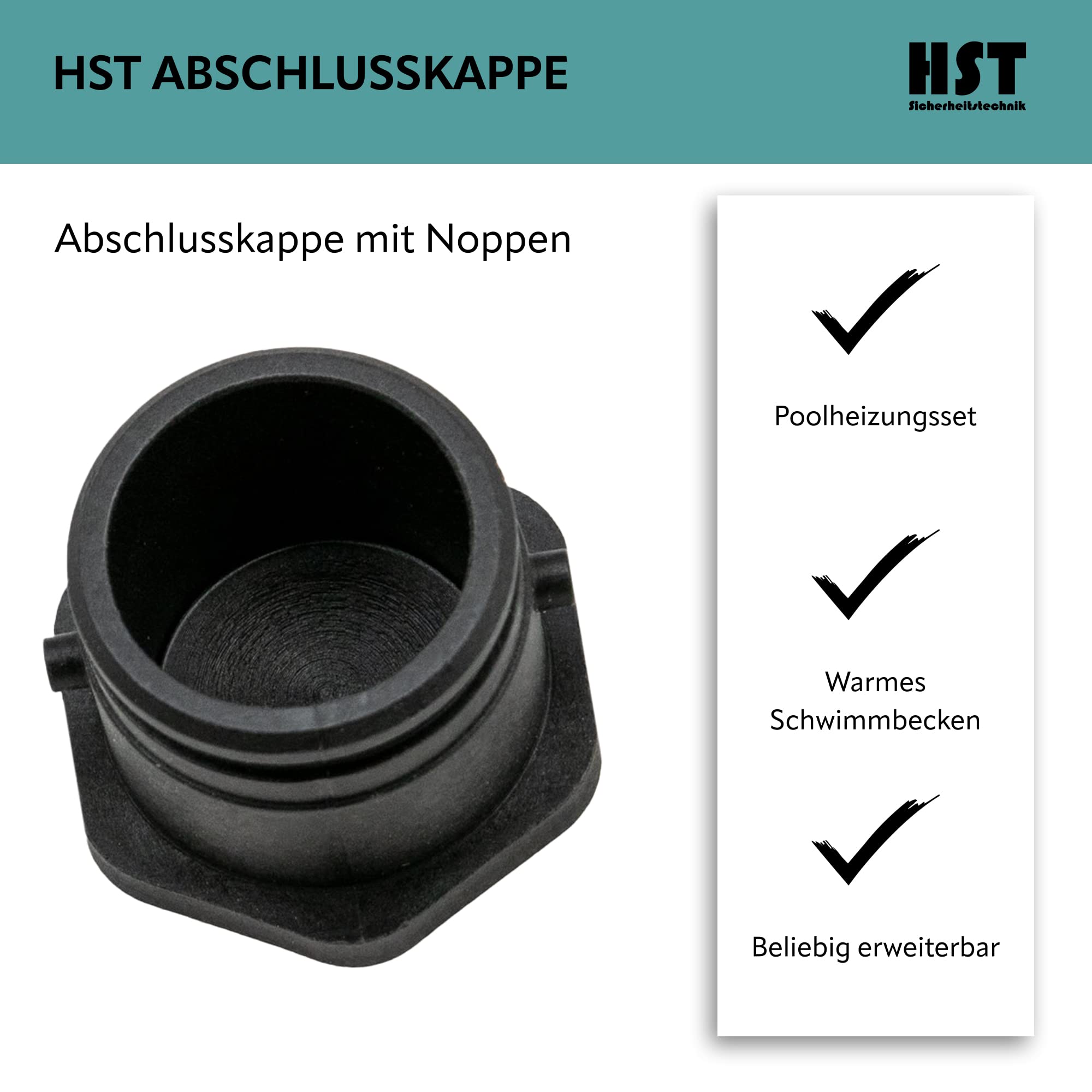 HST Abschlusskappe für Poolheizung I Abschlusskappe für Solarheizung I Abschlusskappe mit Noppen