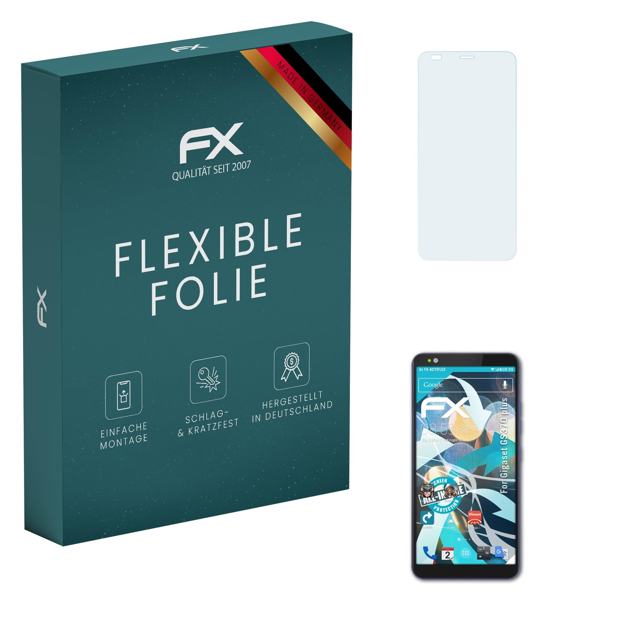 atFoliX Screen Protector compatible with Gigaset GS370 plus Protector Film, ultra clear and flexible FX Screen Protection Film (3X)