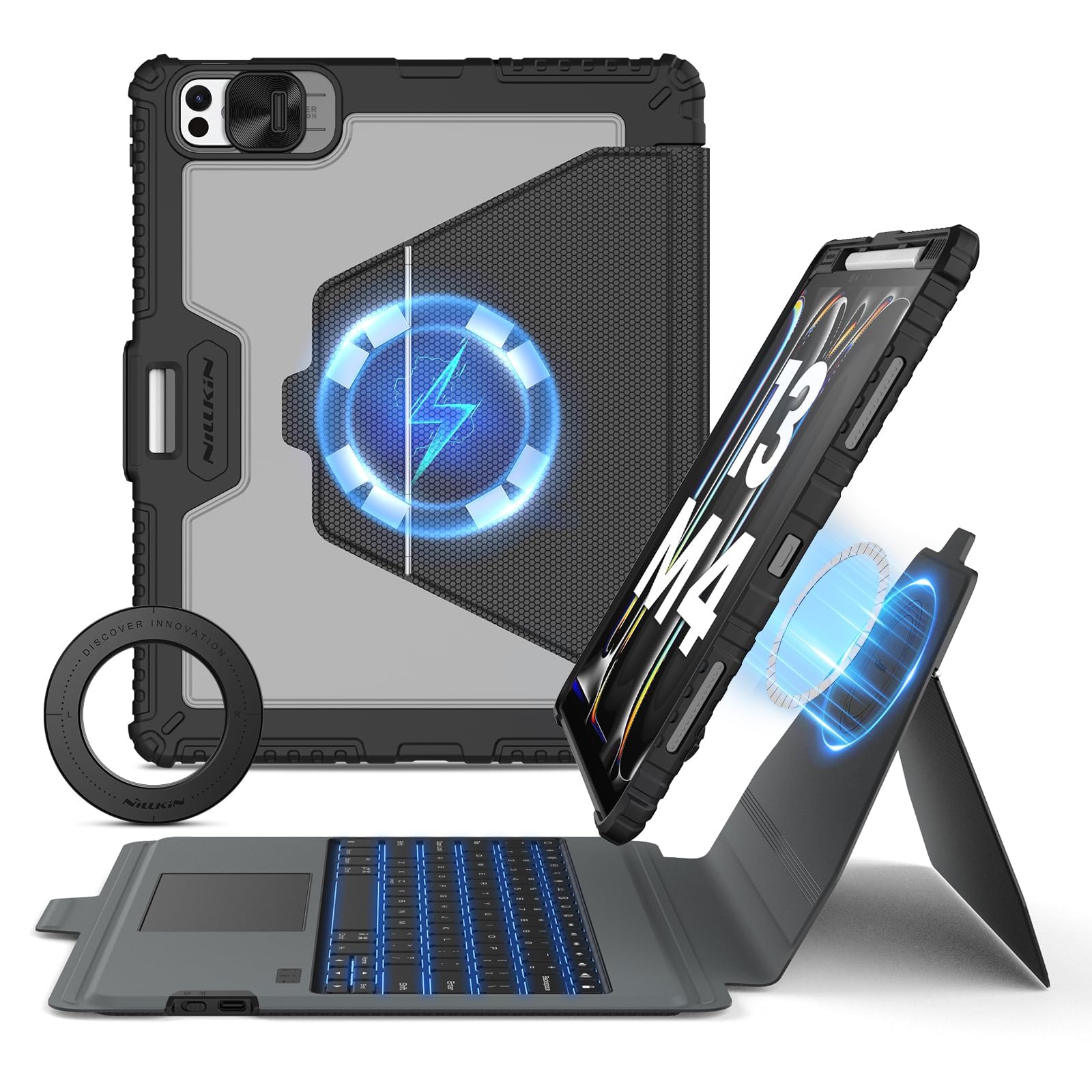 Nillkin for iPad Pro 13 inch Keyboard (M5,2025,M4, 2024), iPad Pro M5 Magnetic Case, Detachable Backlit Keyboard Stand, with Magnetic Wall Mount,