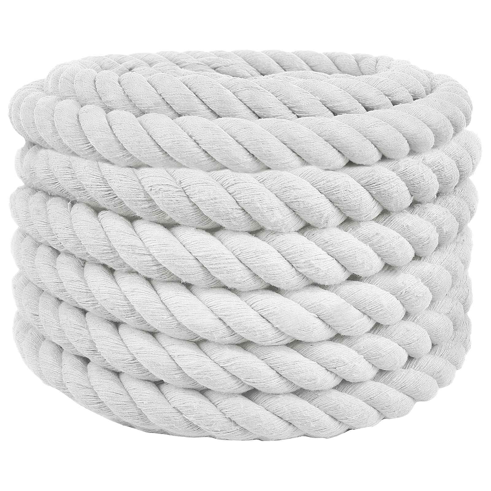vidaXL - Cuerda de algodón, 4 x 4 x 2500 cm, duradera, ecológica, flexible para bricolaje, decoración exterior, práctica en interiores, 3 hebras