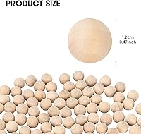 Vista 2 de Bolas de madera de 1/2 pulgada, 300 bolas de madera redondas sin terminar, bolas pequeñas de madera natural de 0.472 in para manualidades