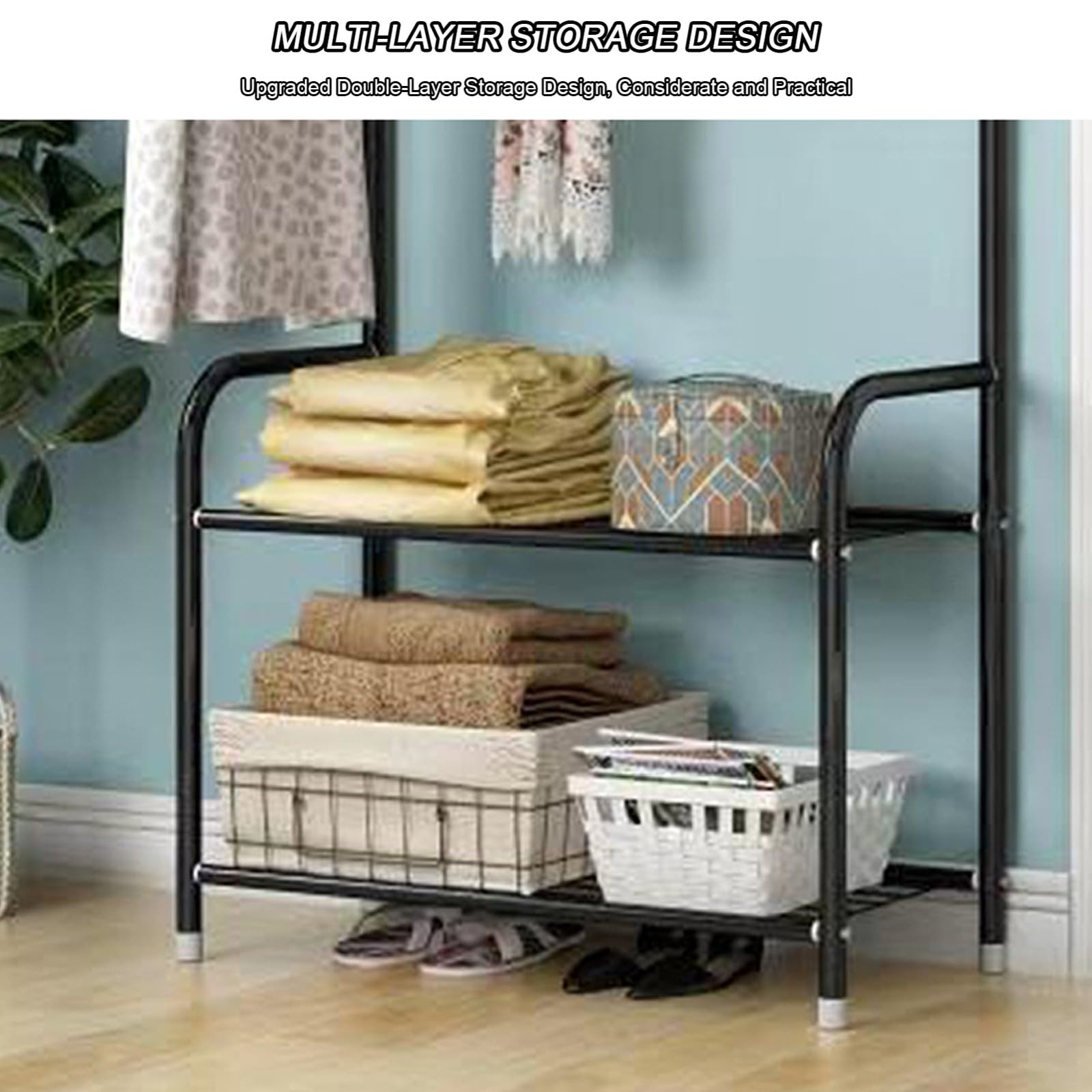 Perchero, Perchero con Ganchos Extraíbles para Zapatos Perchero de 2 Niveles para Pasillo baño Sala de estar A,60 * 31 * 170CM