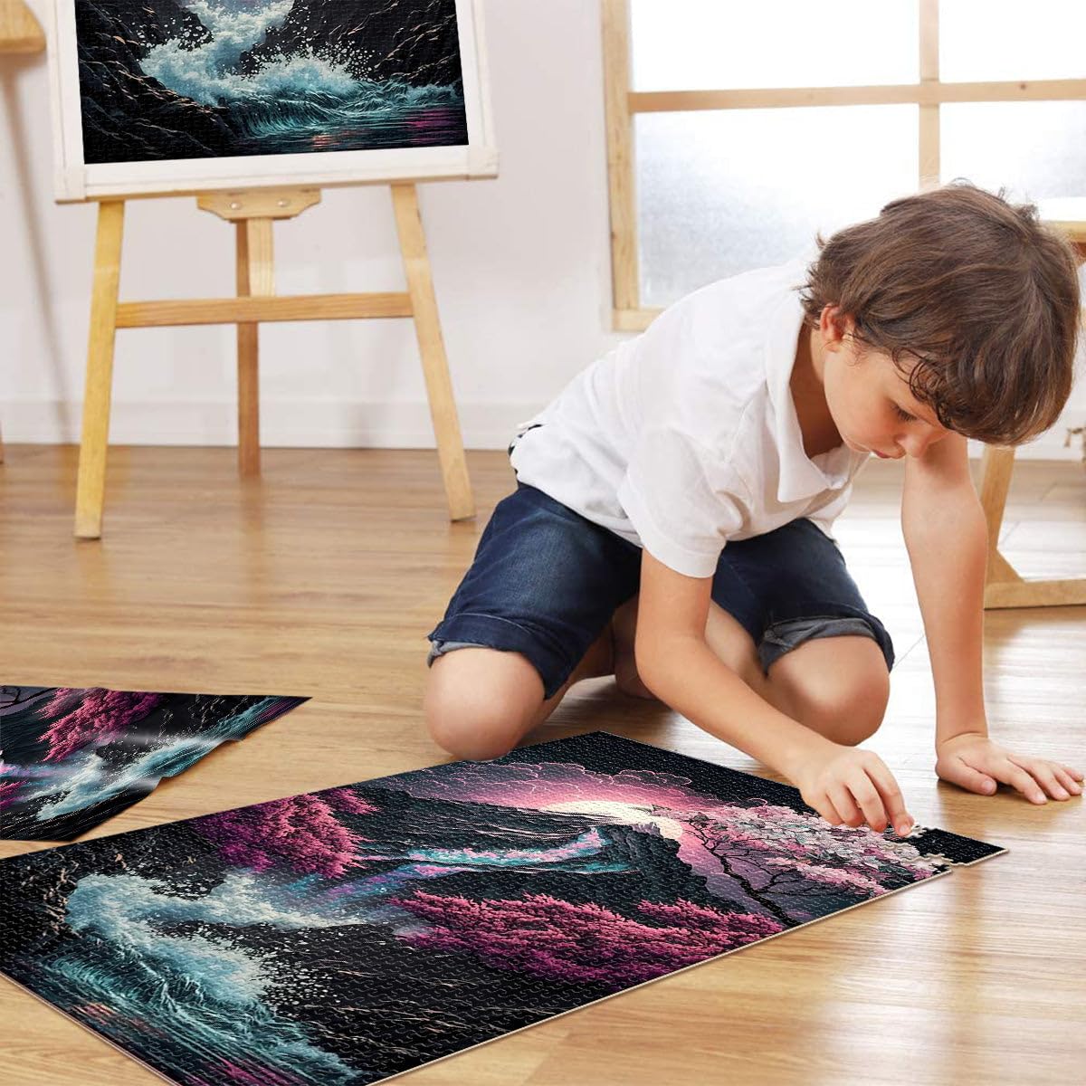 Puzzle 2000 pièces pour Adultes Art Japonais des Fleurs de Cerisier Jeu intellectuel Convient pour la décoration de Bureau 70x100cm
