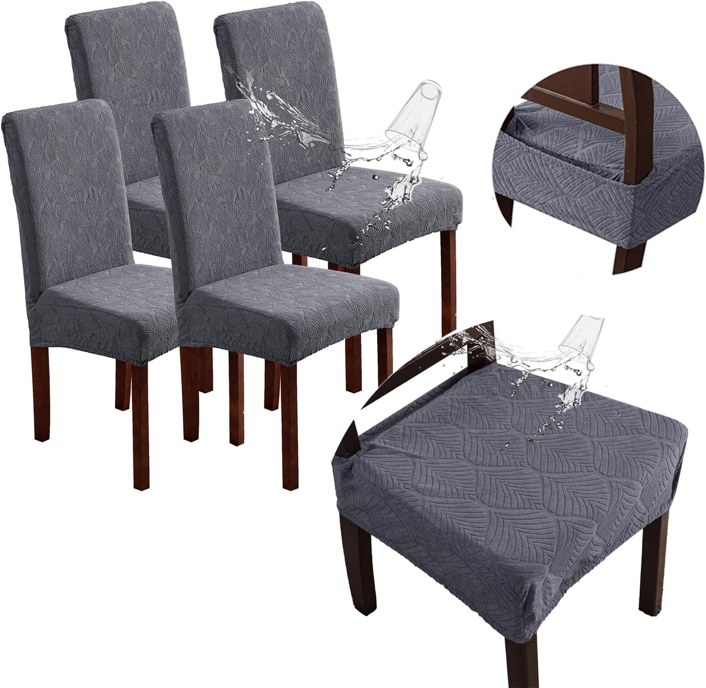 Waterproof Dining Chair Covers, Chair Covers for Dining Room, Stretch Chair Covers Parsons Chair Slipcover, Removable, Washable for Dining Room Kitchen Chair Protector Cover