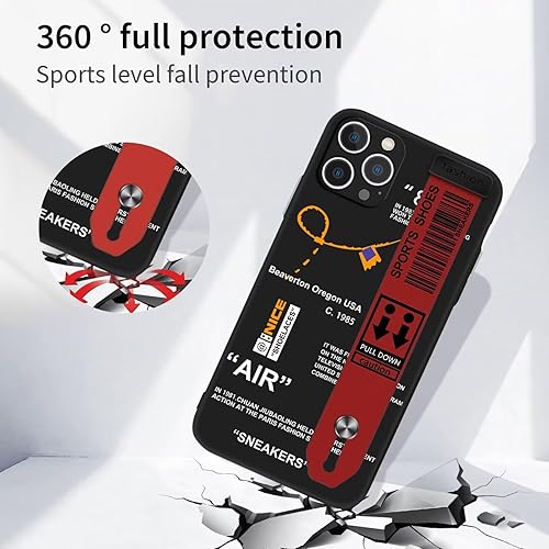 Miniatura 2 de Funda para iPhone 13 Pro Max con correa de pulsera, zapatos deportivos Cool Off estilo de marca, creativas letras blancas y negras para dibujar