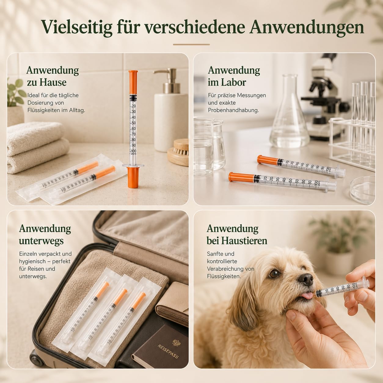 200 Stück 1ml Plastiktube 31G 1/4 Inch (6mm), Spritze mit Skala einzeln versiegelt für die Flüssigkeitstrennung,Laborzubehör