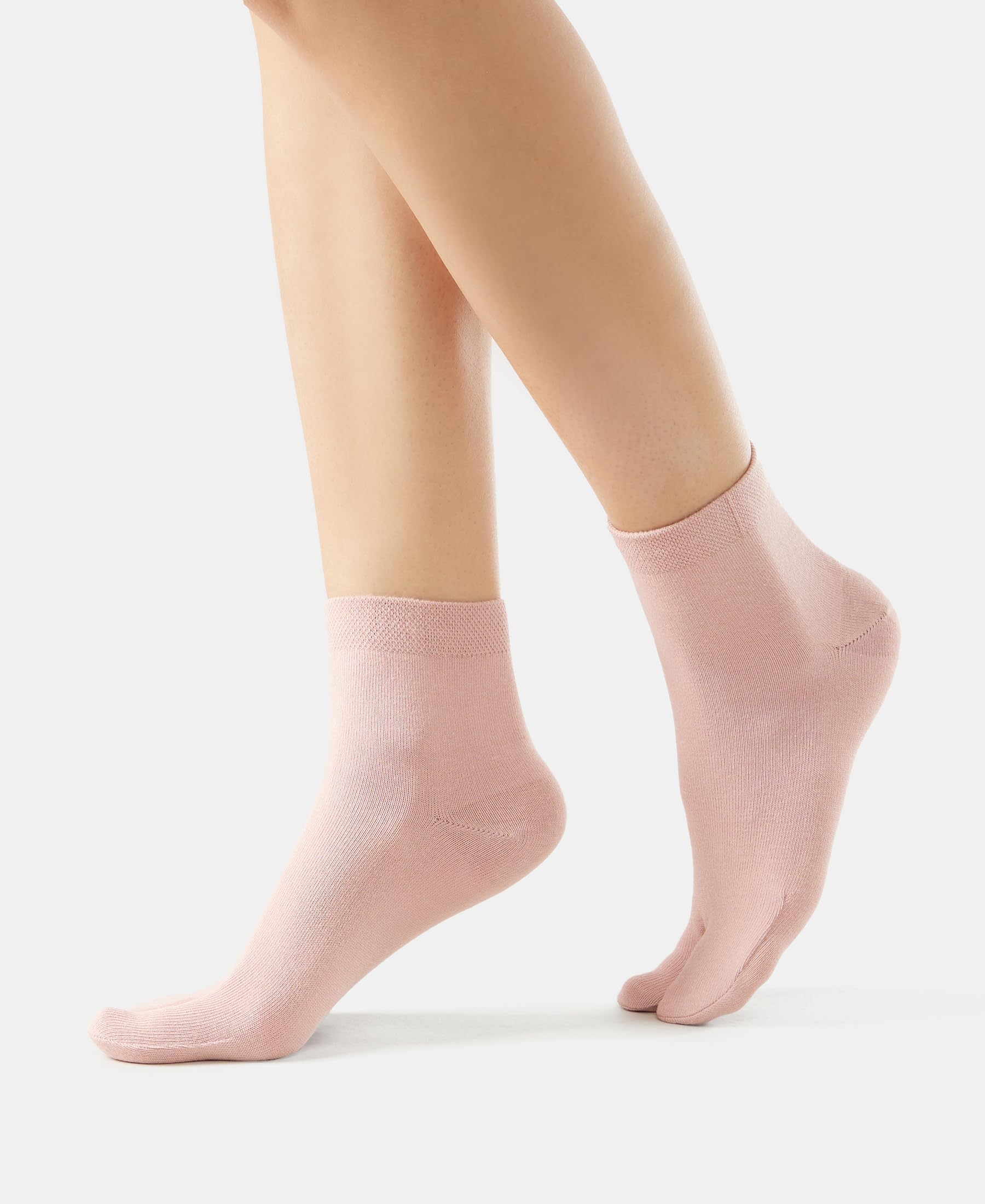 Jockey 7487 Women's Compact Cotton Stretch Toe Regular Socks With Stay Fresh Treatment (Pack Of 2)_Pale Mauve_Free Size, Pink - Image 4 thumbnail