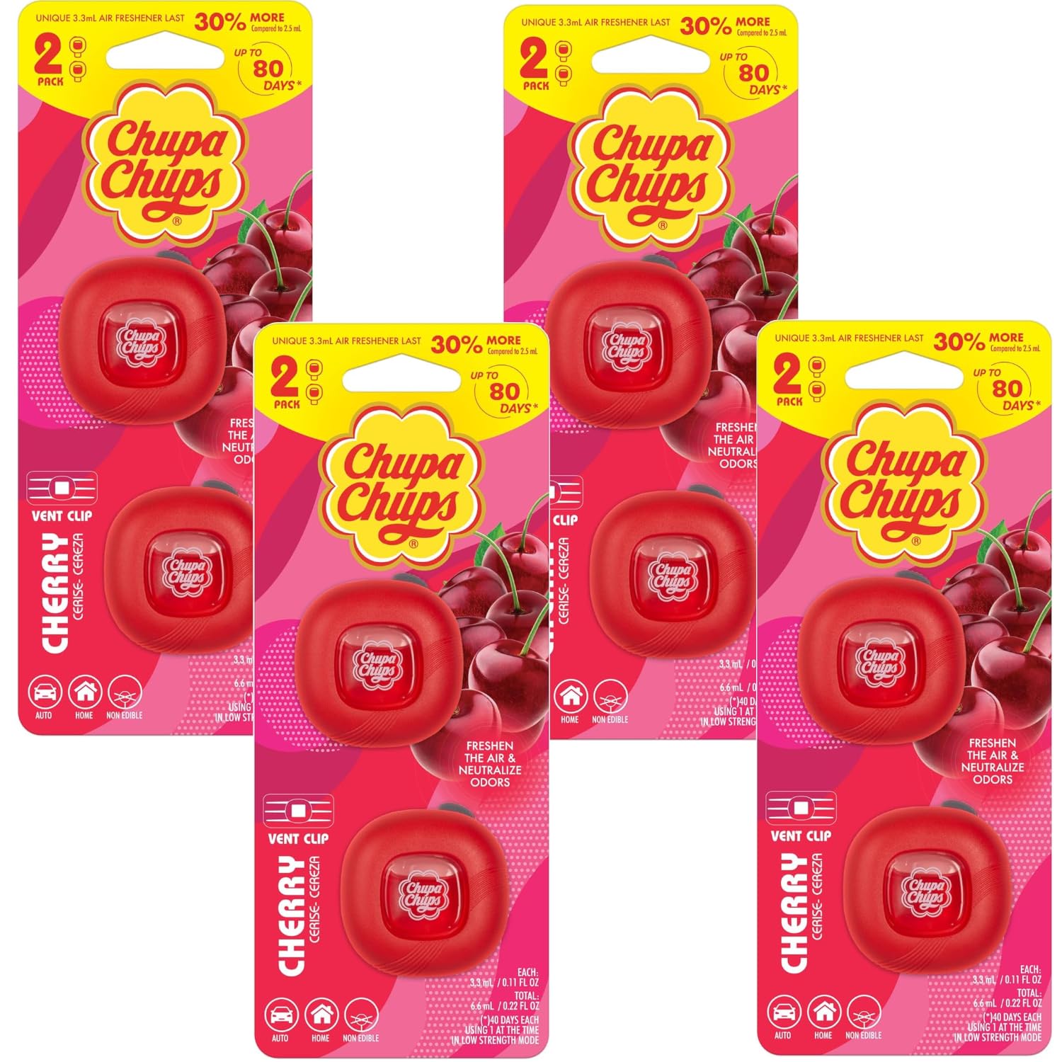 Chupa Chups Car Air Freshener, Candy Cherry Long Lasting