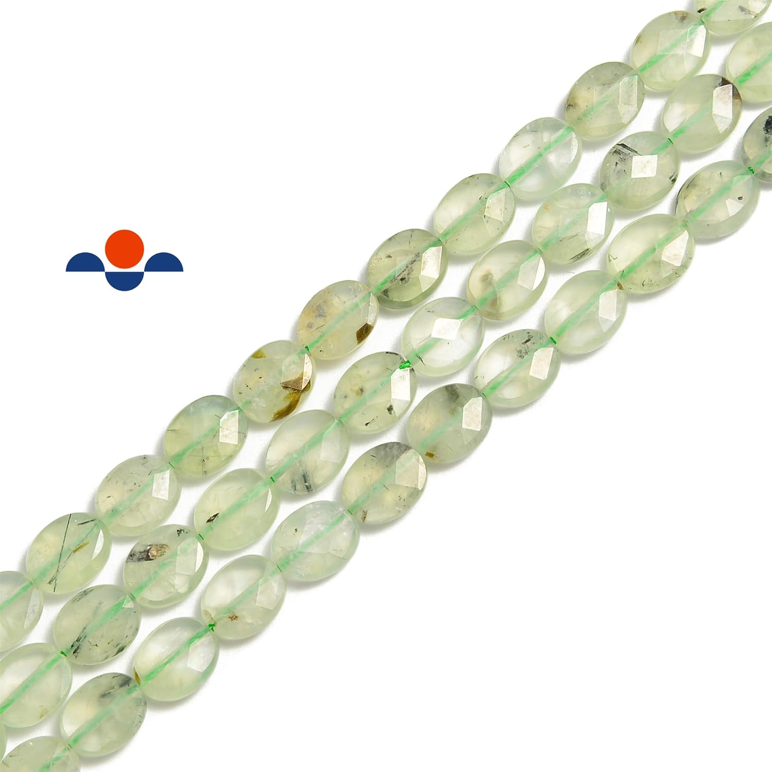 JM Design Prehnite Faceted Oval Size 8x10mm 15.5 '' per Strand for Jewelry Making