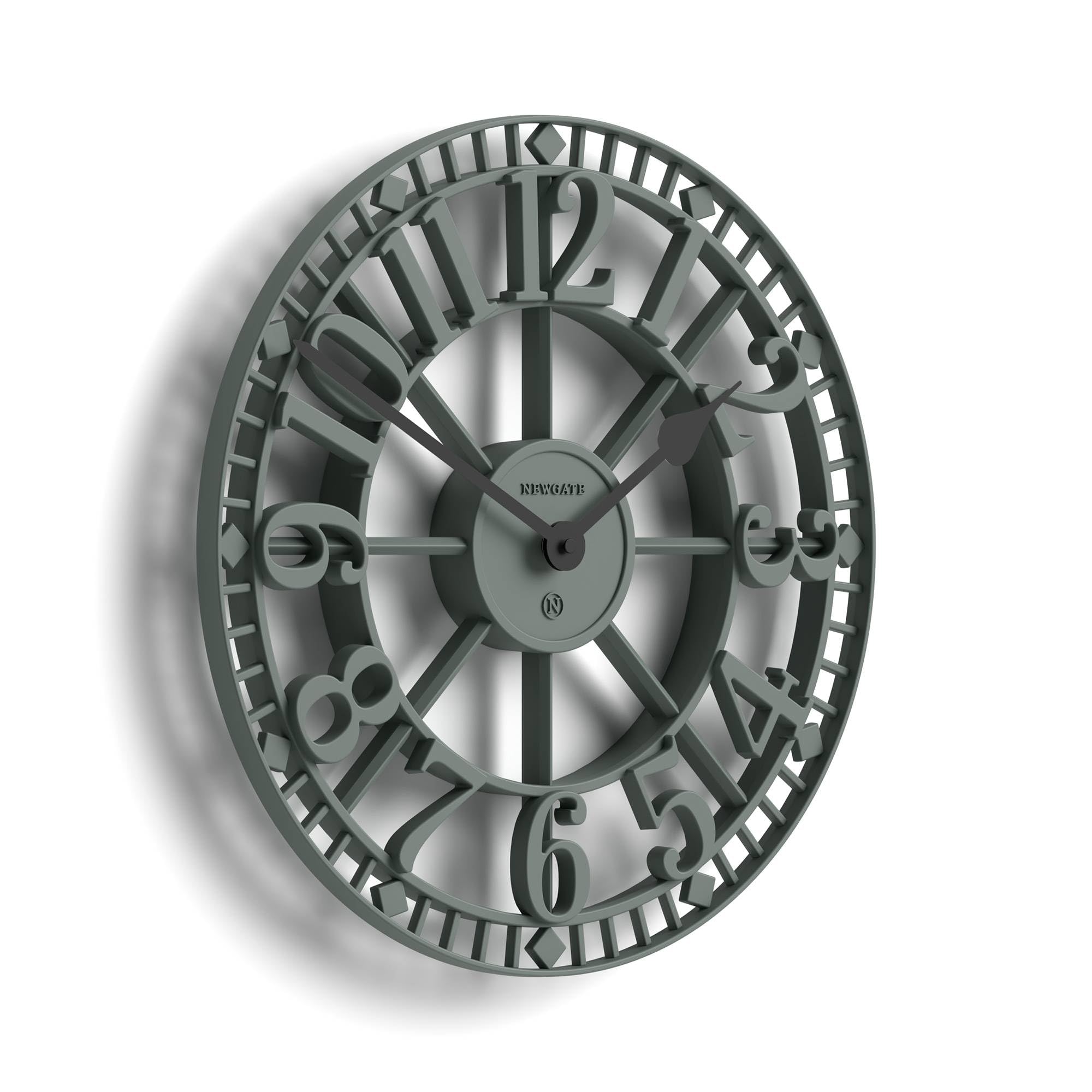 NEWGATE® Warehouse wall clock | Skeleton clock | 40cm | Asparagus green with black hands | Contemporary vintage style for kitchen, living room or office