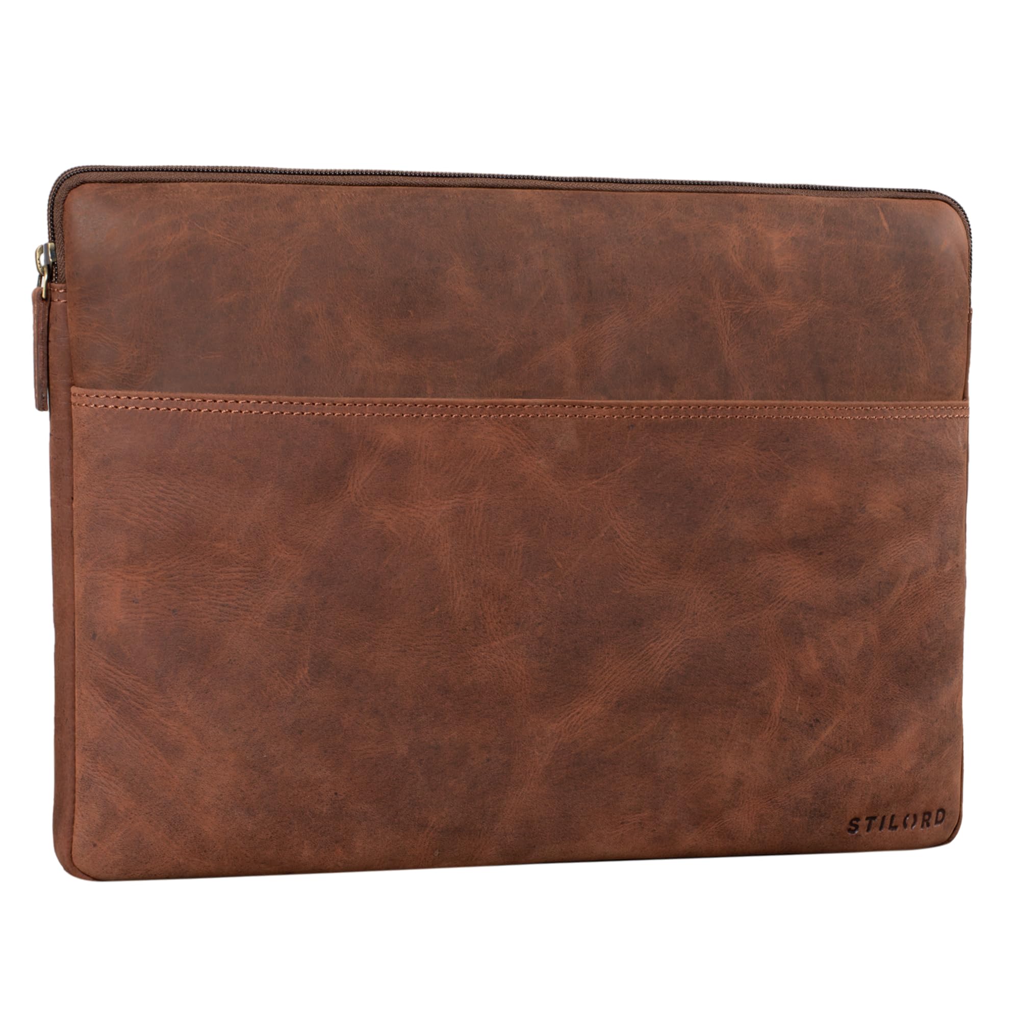 STILORD "Murphy" Rękaw do laptopa 15,6-calowy Skórzany pokrowiec na MacBooka 16-calowy i 15-calowy Folder na dokumenty Notebooka Organizator Kolor:veleta - brązowy