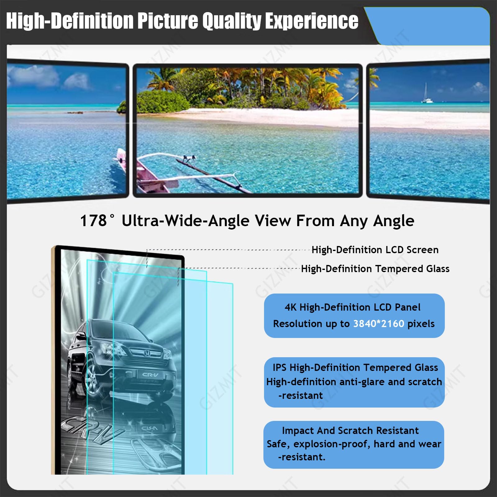 Pantalla LED publicitaria para Exteriores,Pantalla Digital suspendida Ultrafina,Pantalla LED dinámica para publicación remota, Ideal para Tiendas de té de Burbujas,hospitales y pizzerías 24“