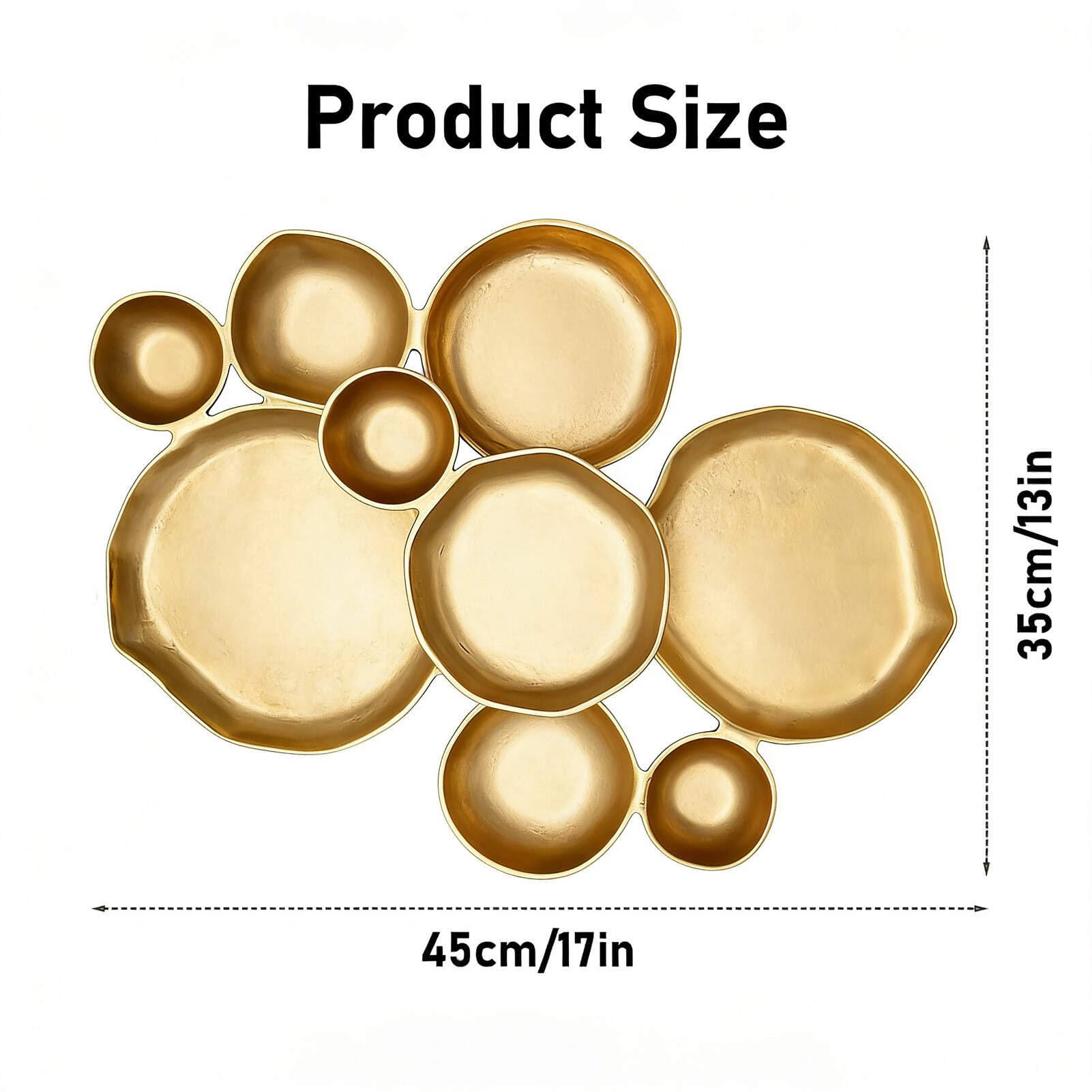 Condition photo showing New/Like New for 9-Piece Round Cluster Serving Bowls Set Gold Connected Design for Entertaining Snacks Nuts Chips Sturdy Serving Tray Decorative Tableware Supplies Platter Box for Candy Cocktail Party Serving Sets