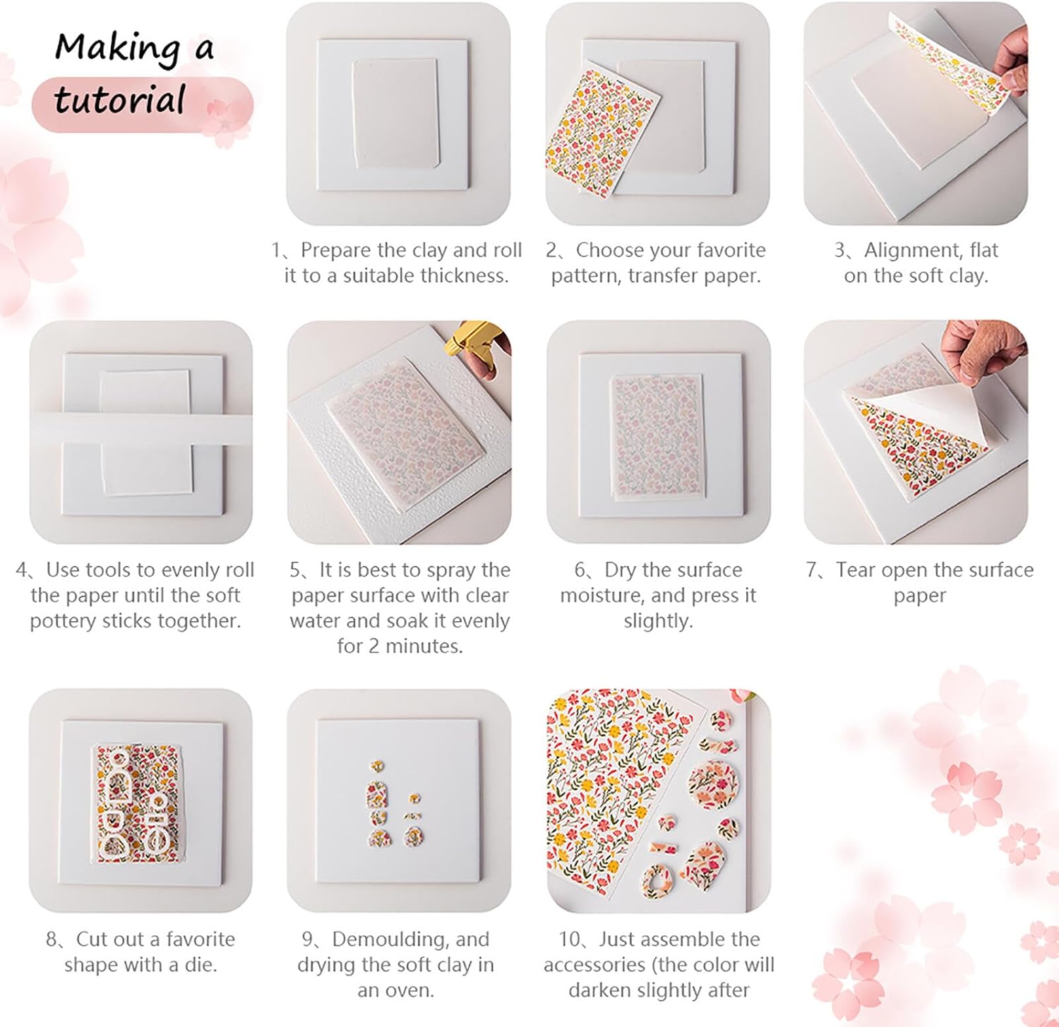 8Pcs Retro Floral Transfer Paper for Earrings & Polymer Clay, Symmetrical Flower Pattern Design Water Soluble Transfer Sheet for Polymer Clay DIY Art Crafts Jewelry Earrings Making Supplies 5.82X3.9in