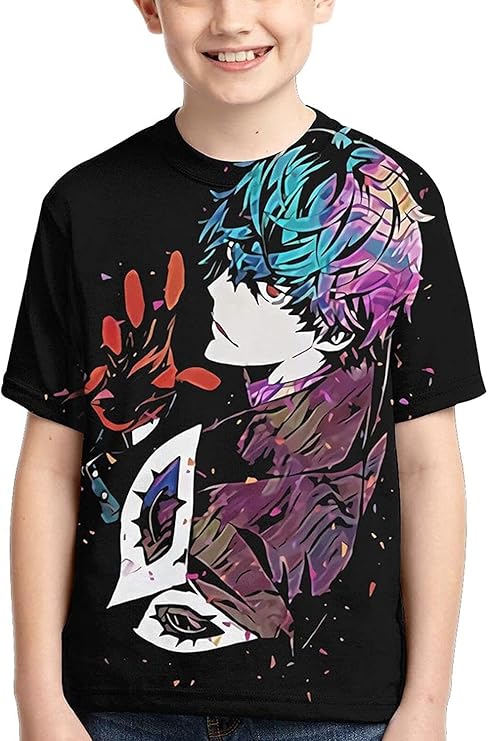 アニメペルソナ5半袖トップスキッズtシャツクルーネックおかしいtシャツティーンボーイズアンドガールズノベルティ3dプリント ホーム キッチン オンライン通販