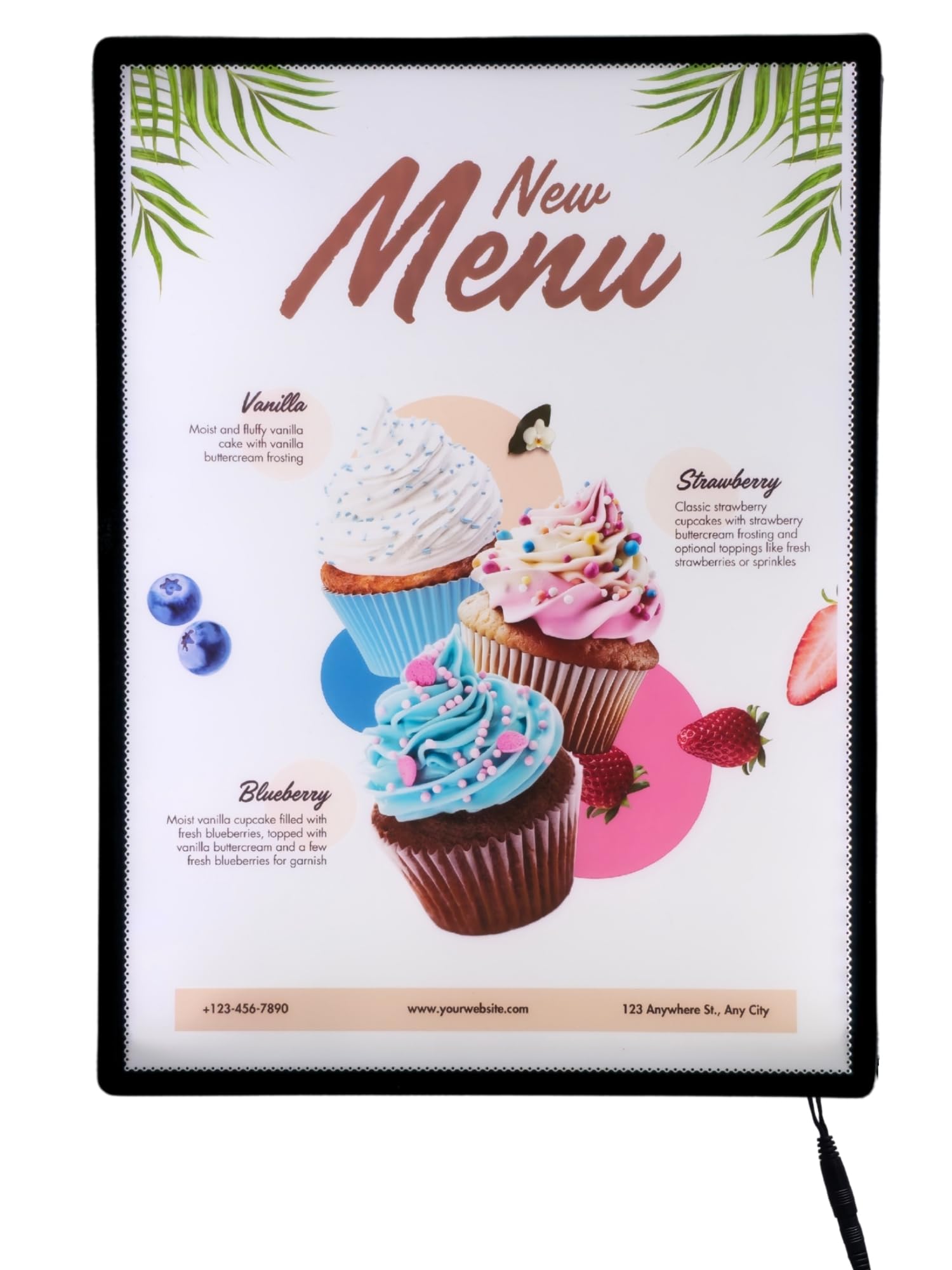 Frugo™ Slim LED Backlit Menu Display Board | FLBM1 – Wall/Table-Mountable Frame for Restaurants, Cafes, Retail & Offices | Ultra-Slim Lightbox Advertisement Panel (Black, A3)