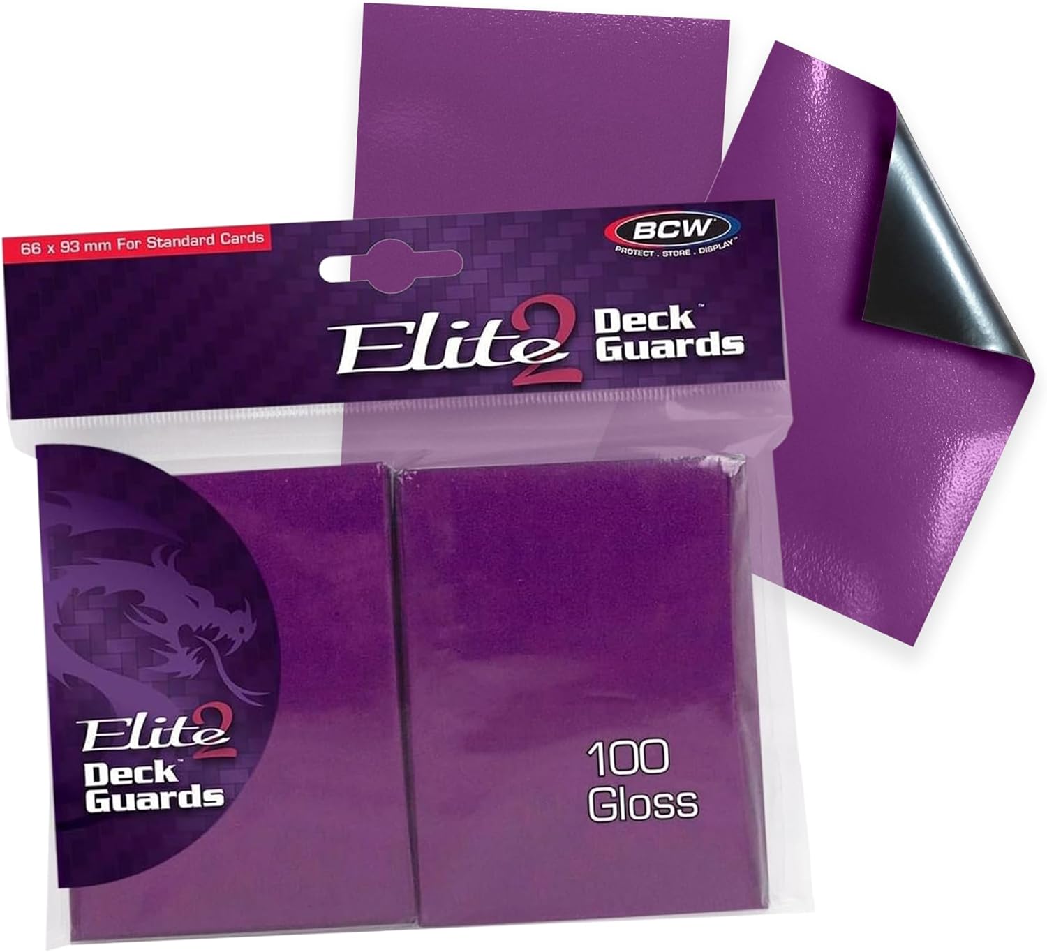 BCW Elite2 Glossy Card Sleeves – Mulberry | Crystal-Clear Front | Textured Back | Fits 2.5" x 3.5" Cards - 100 Ct