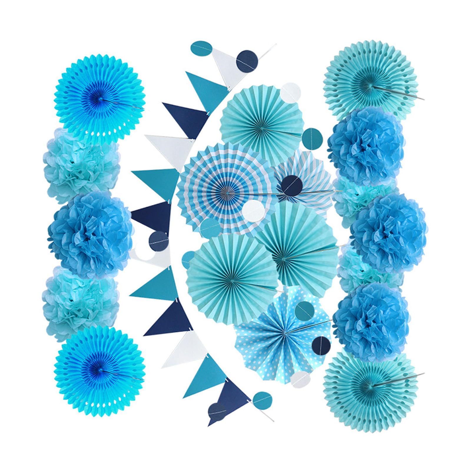 Abanicos de papel y banderines Toddmomy set de 20 piezas decoración multicolor para fiestas