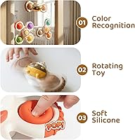 Vista 6 de ALASOU 3PCS Pop Suction Cup Spinner Sensory Airplane Travel Toys for 1 Year Old Boy Girl Infant Toddlers Novelty Spinning Tops 12 18 Months 1 2 Year
