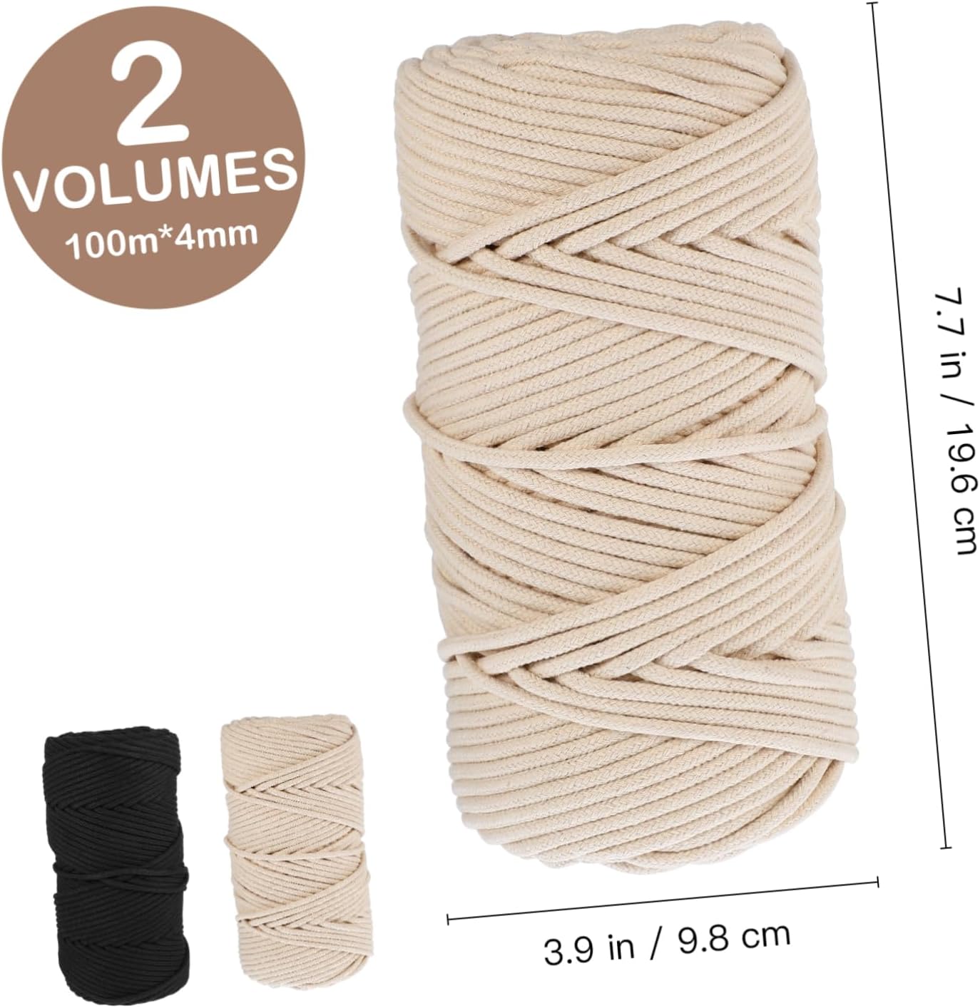 2Rolls Natural Cotton Cords Braided Rope for DIY Macrame Crafts Wall Hangings and Decorative Items Easy to Cut and Versatile