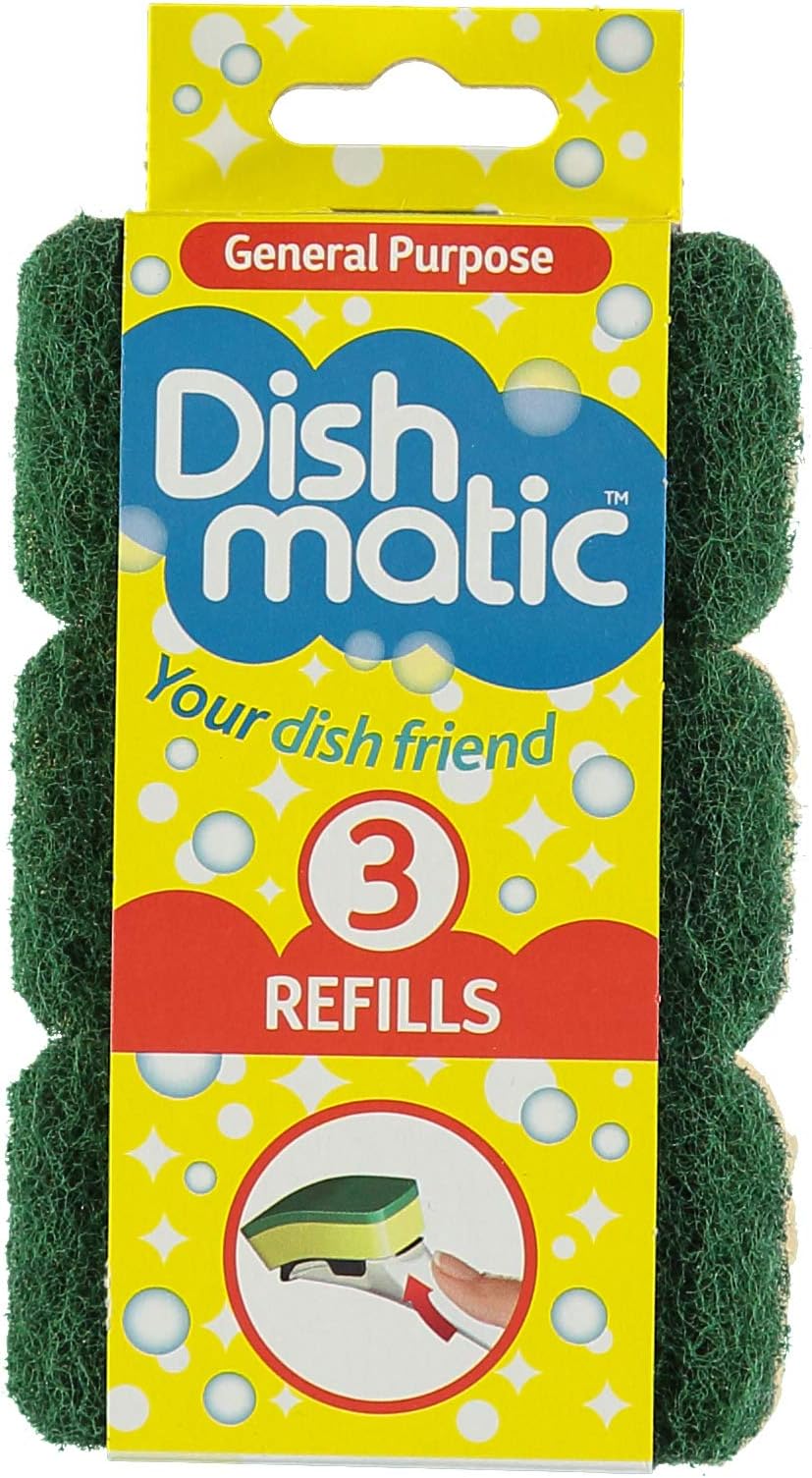 Easy Do Dish Matic General Purpose Dish Wand Sponge Refill | Scrubber for Dishwashing | Scrub Pads Pack of 3