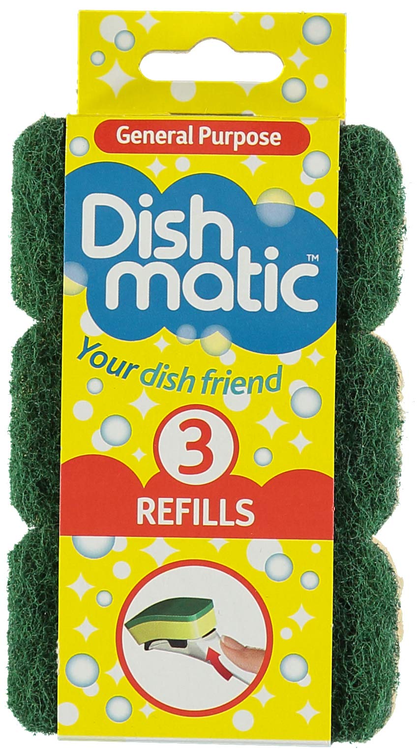 Easy Do Dish Matic General Purpose Dish Wand Sponge Refill | Scrubber for Dishwashing | Scrub Pads Pack of 3